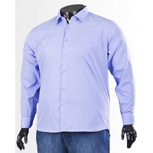 Niebieska koszula męska Lavino z klasycznym kołnierzykiem na wiosnę bez wzorów 