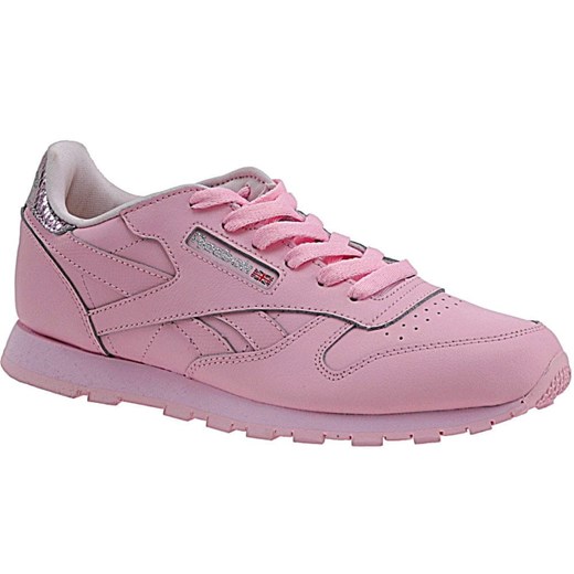 Różowe buty sportowe damskie Reebok do fitnessu classic bez wzorów skórzane 