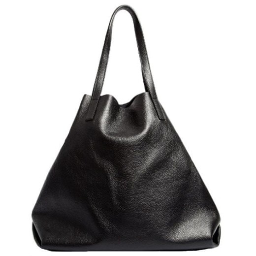 Shopper bag L37 na ramię czarna skórzana 