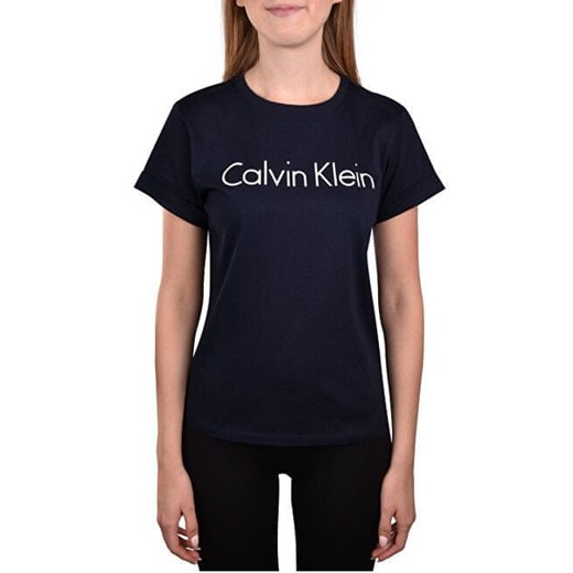 Bluzka damska Calvin Klein z okrągłym dekoltem czarna z krótkimi rękawami 