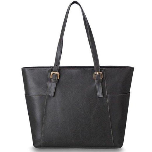 Shopper bag Kemer w stylu glamour czarna mieszcząca a4 