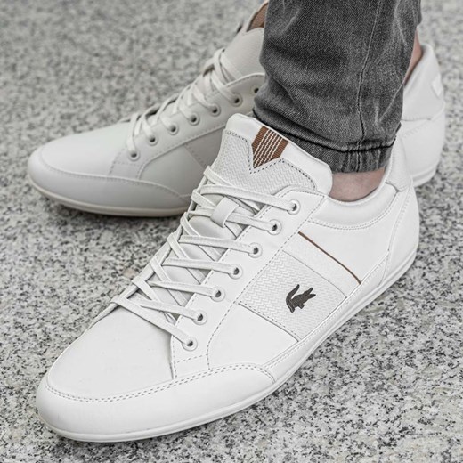 Lacoste buty sportowe męskie białe na wiosnę sznurowane 