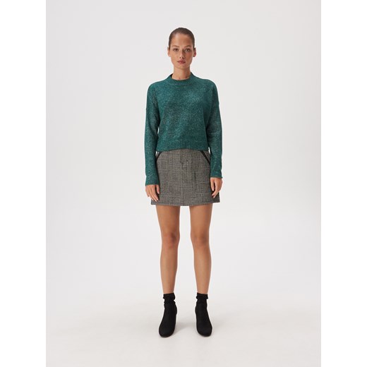 Sinsay - Krótki sweter z błyszczącą nicią - Zielony  Sinsay M 