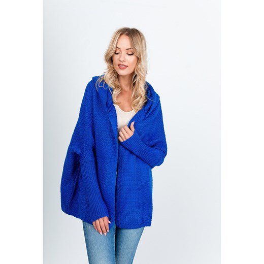 Sweter damski casual w serek niebieski 