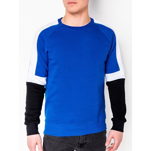 Bluza męska bez kaptura B872 - niebieska Edoti.com  XL wyprzedaż  