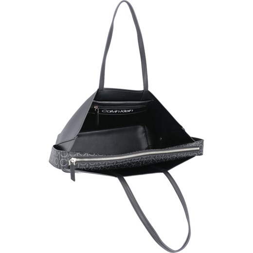 Shopper bag Calvin Klein bez dodatków czarna elegancka na ramię 