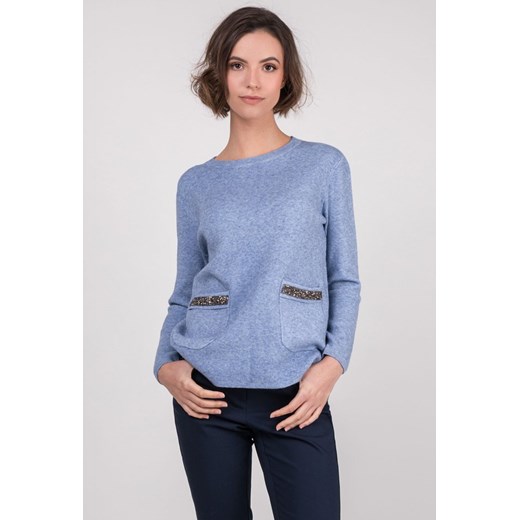 Sweter z połyskującymi aplikacjami przy kieszeniach  Monnari L/XL okazja E-Monnari 