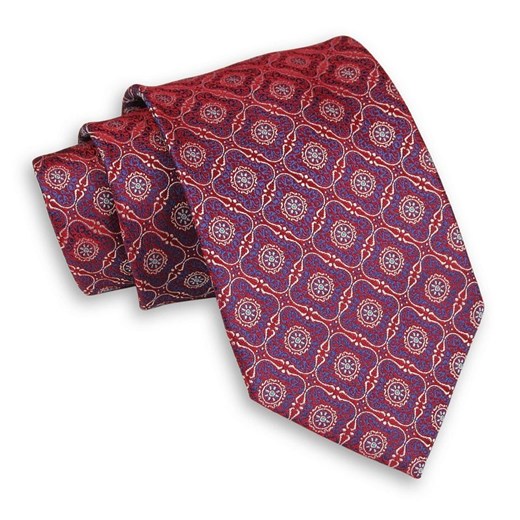 Czerwony Mieniący Męski Krawat -Chattier- 7,5cm, Klasyczny, Szeroki, Elegancki, Wzór Geometryczny KRCH1075 ze sklepu JegoSzafa.pl w kategorii Krawaty - zdjęcie 75668944