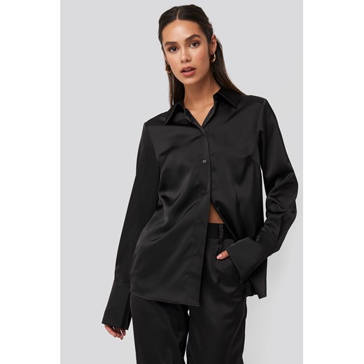 NA-KD Trend Straight Fitted Satin Blouse - Black  NA-KD Trend 34 NA-KD