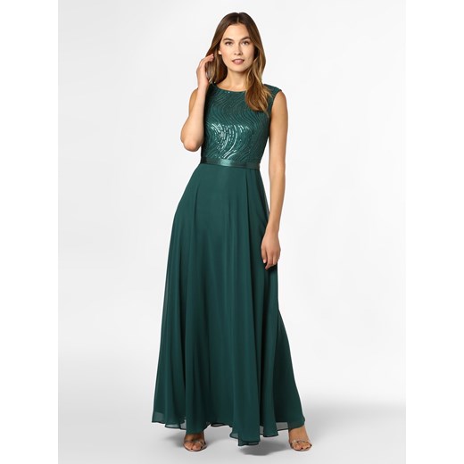 Sukienka Vera Mont Collection elegancka bez rękawów rozkloszowana zielona maxi na karnawał na bal 