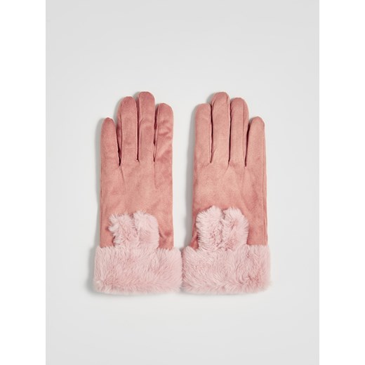 Sinsay - Rękawiczki z futerkiem - Różowy  Sinsay S/M 