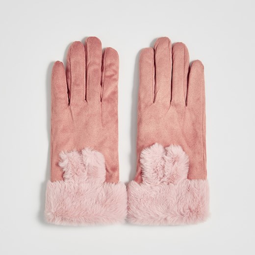 Sinsay - Rękawiczki z futerkiem - Różowy Sinsay  S/M 
