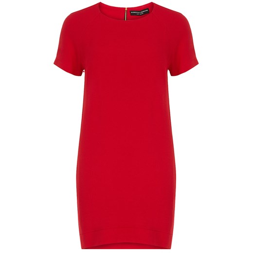 Red plain crepe dress