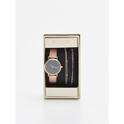 Cropp - Zestaw: zegarek i bransoletki - Złoty Cropp  One Size 