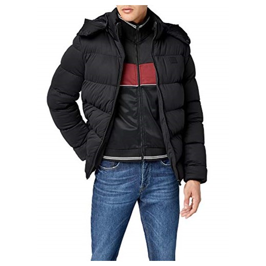 Urban Classics męska kurtka zimowa z odpinanym kapturem, kieszenią wewnętrzną i prążkowanym ściągaczem -  kurtka puchowa xxl