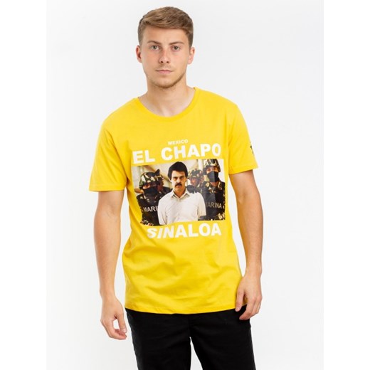 T-shirt męski Plus Eighteen żółty z krótkim rękawem 