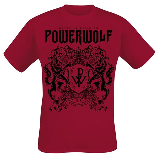 Czerwony t-shirt męski Powerwolf z krótkim rękawem 
