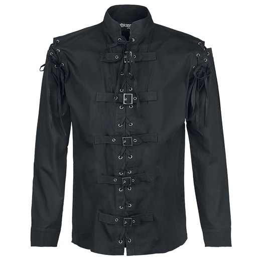 Koszula męska Gothicana By Emp bez wzorów czarna z bawełny 