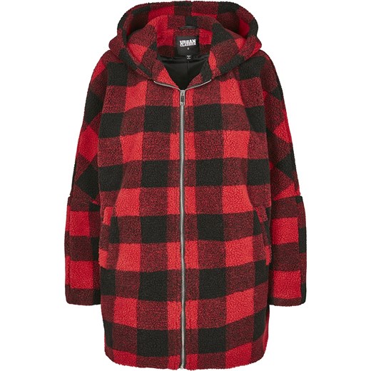 Urban Classics - Ladies Hooded Oversized Check Sherpa Jacket - Kurtka zimowa - czerwony czarmy