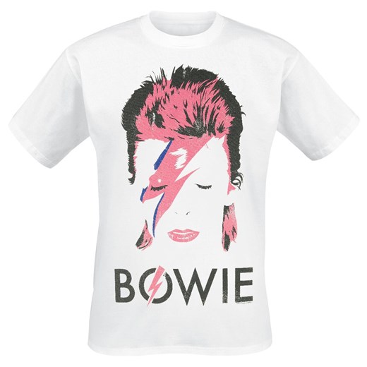 Biały t-shirt męski David Bowie bawełniany z krótkim rękawem w stylu młodzieżowym 