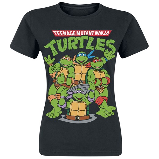 Bluzka damska Teenage Mutant Ninja Turtles na wiosnę czarna młodzieżowa z krótkim rękawem 