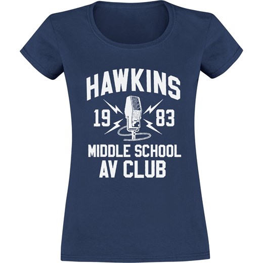 Stranger Things - Hawkins Middle School - T-Shirt - granatowy