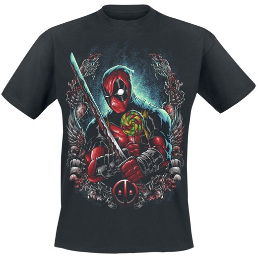 T-shirt męski czarny Deadpool z krótkim rękawem wiosenny 
