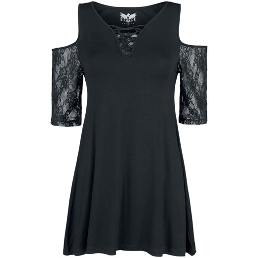 Bluzka damska czarna Black Premium By Emp z okrągłym dekoltem 