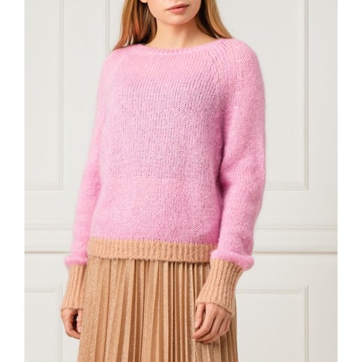 Sweter damski Max & Co. z okrągłym dekoltem różowy wełniany 