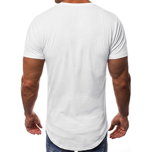 T-shirt męski Ozonee casual biały z krótkimi rękawami 