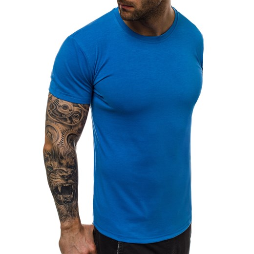 T-shirt męski Ozonee niebieski z krótkimi rękawami 