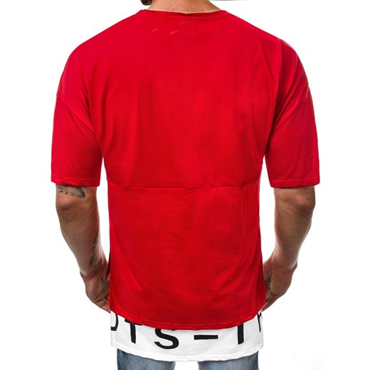 T-shirt męski Ozonee czerwony z krótkimi rękawami 