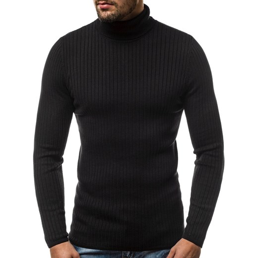 Ozonee sweter męski czarny bawełniany 
