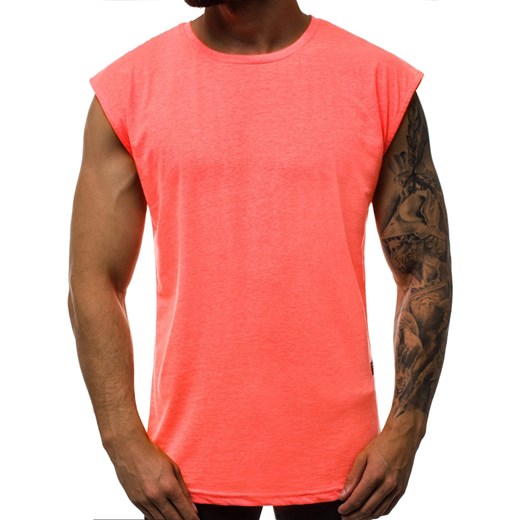 Różowy t-shirt męski Ozonee z bawełny casual 