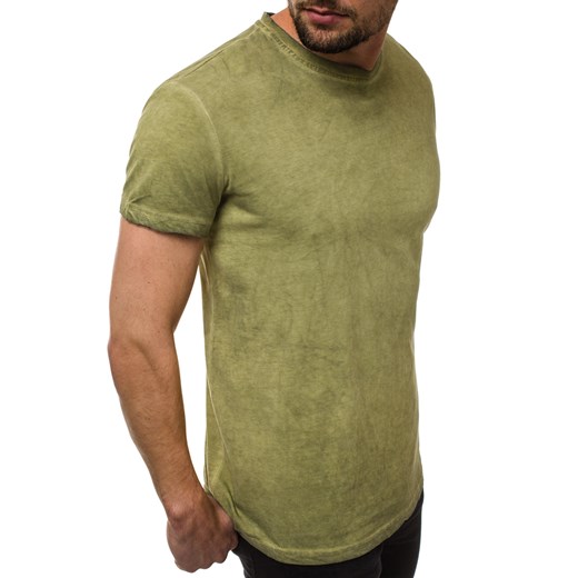 Ozonee t-shirt męski zielony casual 