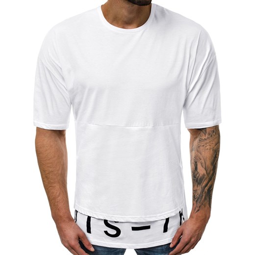 T-shirt męski biały Ozonee na wiosnę z krótkim rękawem 
