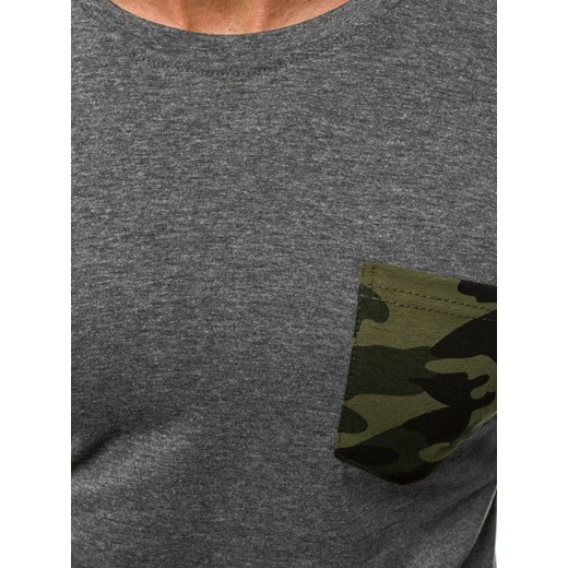T-shirt męski Ozonee szary w militarnym stylu z długim rękawem 