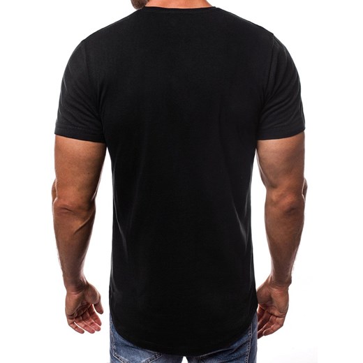 T-shirt męski Ozonee czarny z krótkim rękawem bez wzorów 
