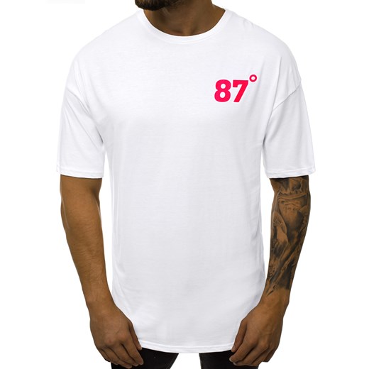 T-shirt męski biały Ozonee z krótkim rękawem w stylu młodzieżowym 