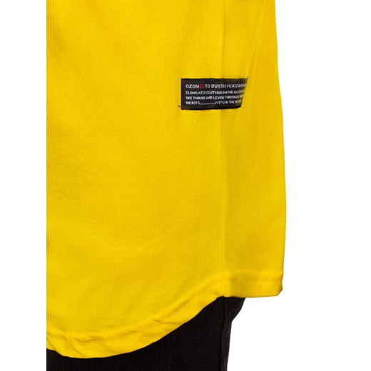 T-shirt męski Ozonee żółty casual z krótkim rękawem 