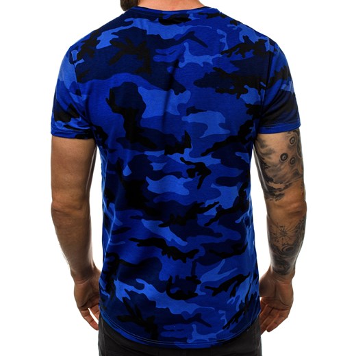 T-shirt męski Ozonee granatowy w wojskowym stylu z krótkimi rękawami 