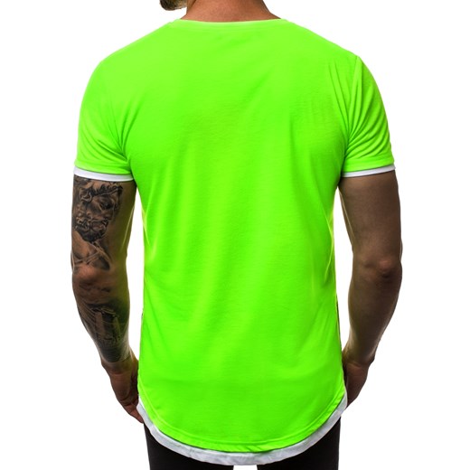 T-shirt męski Ozonee bez wzorów zielony 