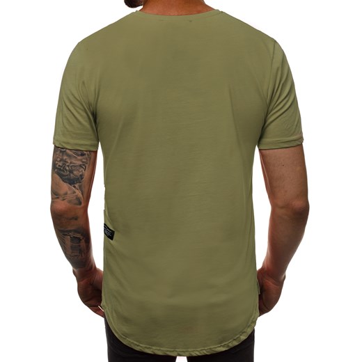 Zielony t-shirt męski Ozonee bawełniany z krótkim rękawem 