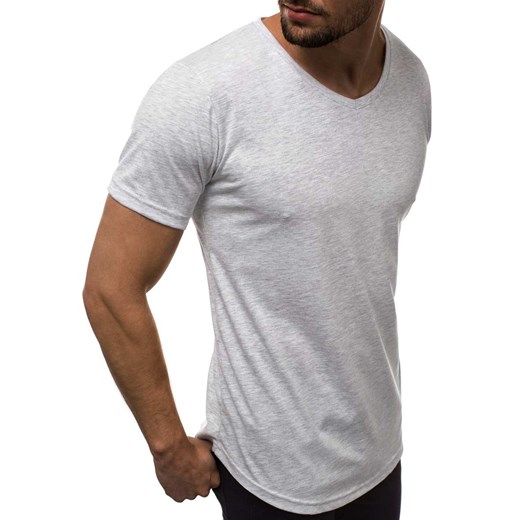 T-shirt męski Ozonee z krótkimi rękawami szary bez wzorów 