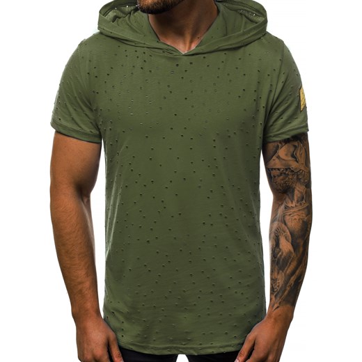 T-shirt męski Ozonee zielony bawełniany z krótkimi rękawami 