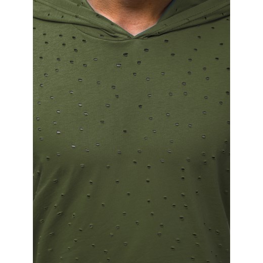Zielony t-shirt męski Ozonee z krótkimi rękawami bawełniany z napisami 