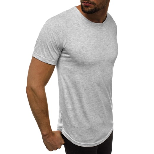 Szary t-shirt męski Ozonee casual z krótkimi rękawami z bawełny 