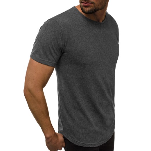 T-shirt męski Ozonee casualowy czarny z krótkim rękawem 