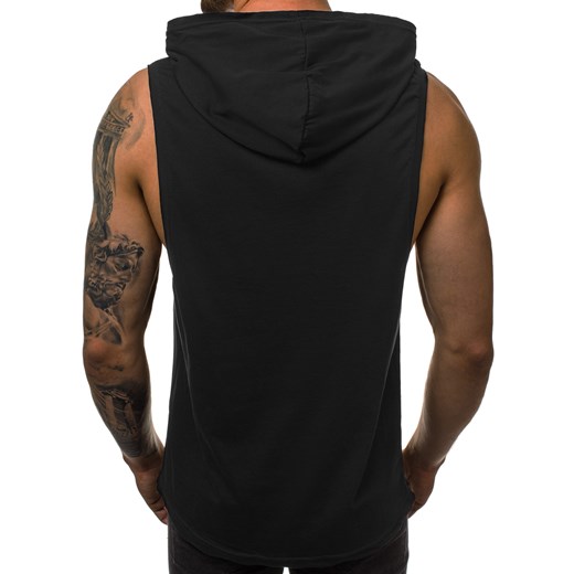 Ozonee t-shirt męski czarny bawełniany bez rękawów młodzieżowy 