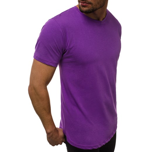 Ozonee t-shirt męski fioletowy z krótkimi rękawami 
